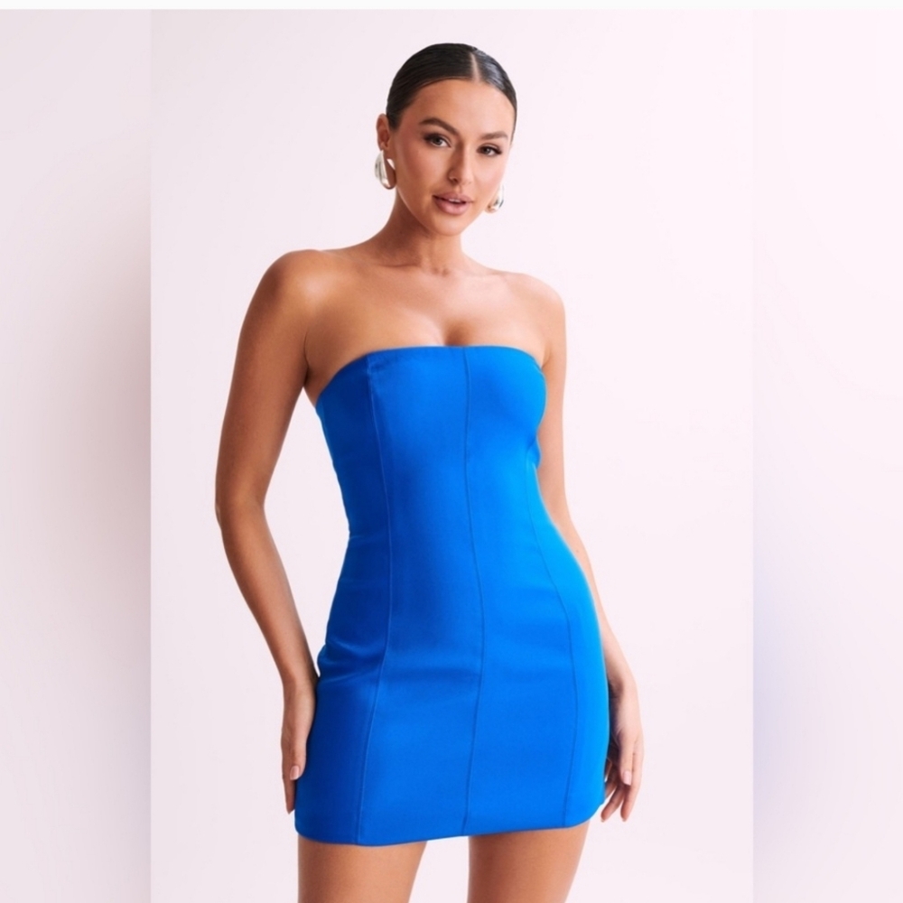 NWT Meshki Cobalt Blue Maci Strapless Mini Dress Back Zip Party Size XXL
